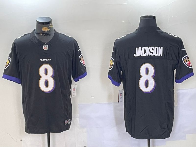 Men Baltimore Ravens #8 Jackson Black Three generations 2024 Nike Vapor Limited NFL Jersey style 1->baltimore ravens->NFL Jersey